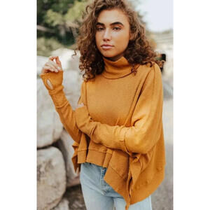 Free People Moon Daisy Oversized Pullover in Sunbaby / Mustard Yellow Size XS